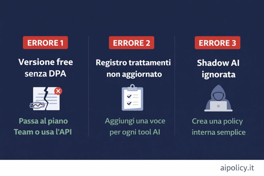 3 errori GDPR ChatGPT aziende italiane